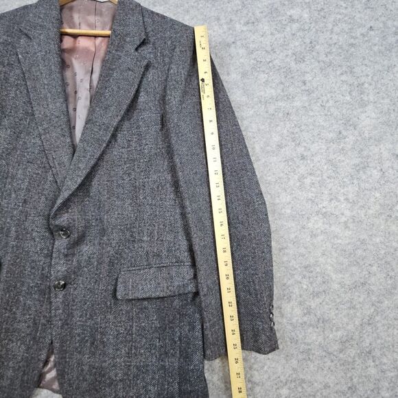 Towncraft Men's Blazer Dark Gray Windowpane Size 43L Herringbone LINER FADING - Picture 14 of 16